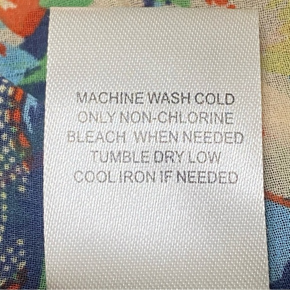 Daniel Rainn Floral Boho Peasant Blouse Roll Tab Sleeve Sheer Top Small - Picture 6 of 7